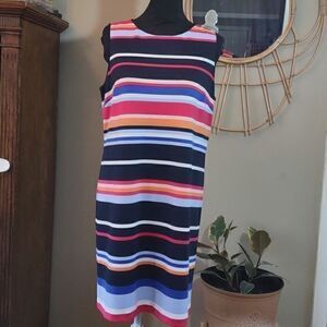Maggy London Stripes Sleeveless Shift Dress‎ Sz 14